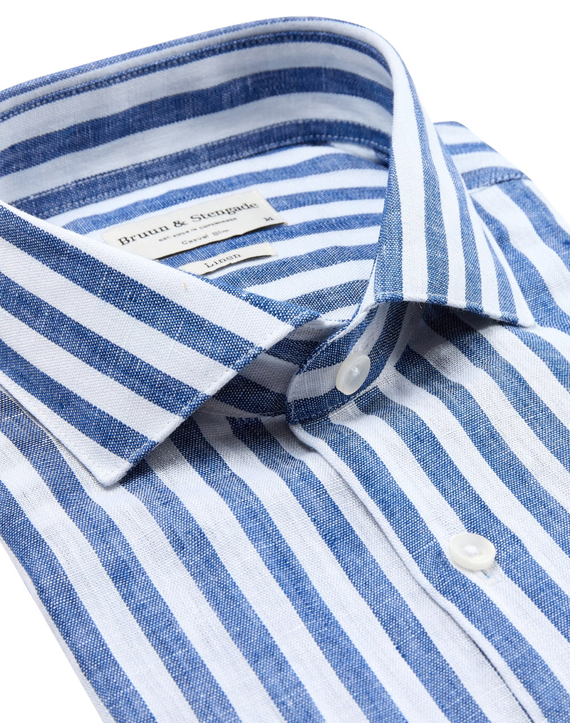 BS Valencia Casual Slim Fit Shirt - Blue/White