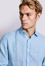 BS Malaga Casual Modern Fit Shirt - Blue/White