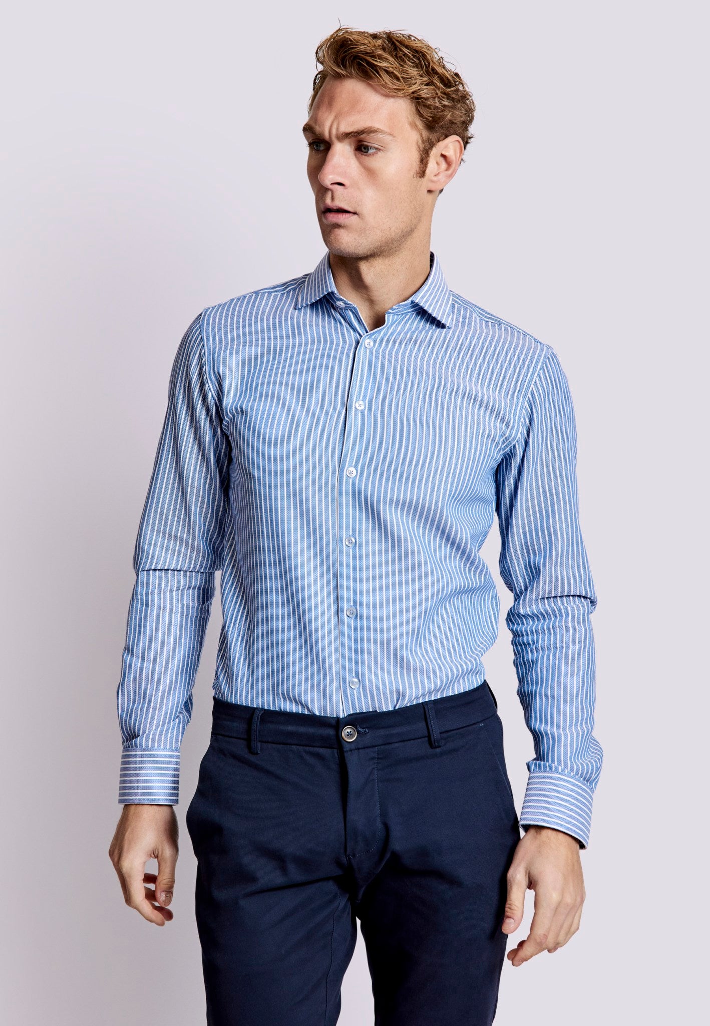 BS Angus Slim Fit Shirt - Blue/White