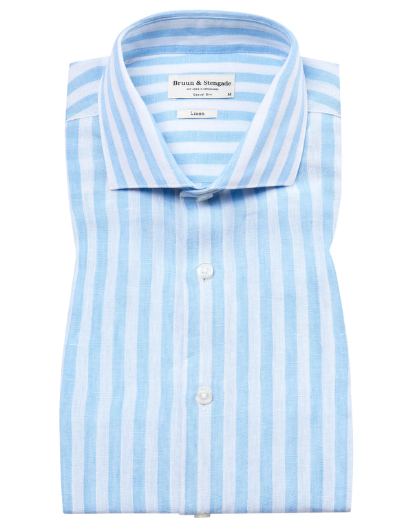 BS Valencia Casual Slim Fit Shirt - Light Blue/White