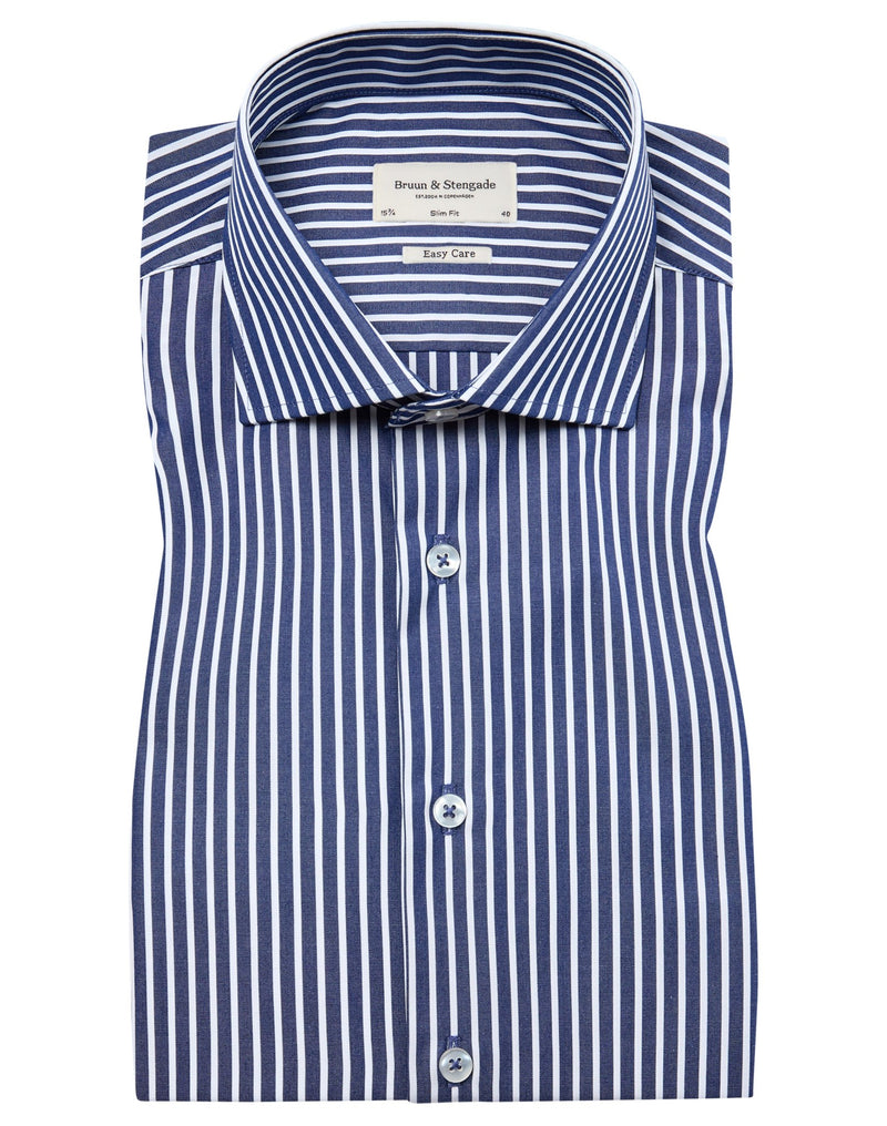 BS Algee Slim Fit Shirt - Dark Blue/White