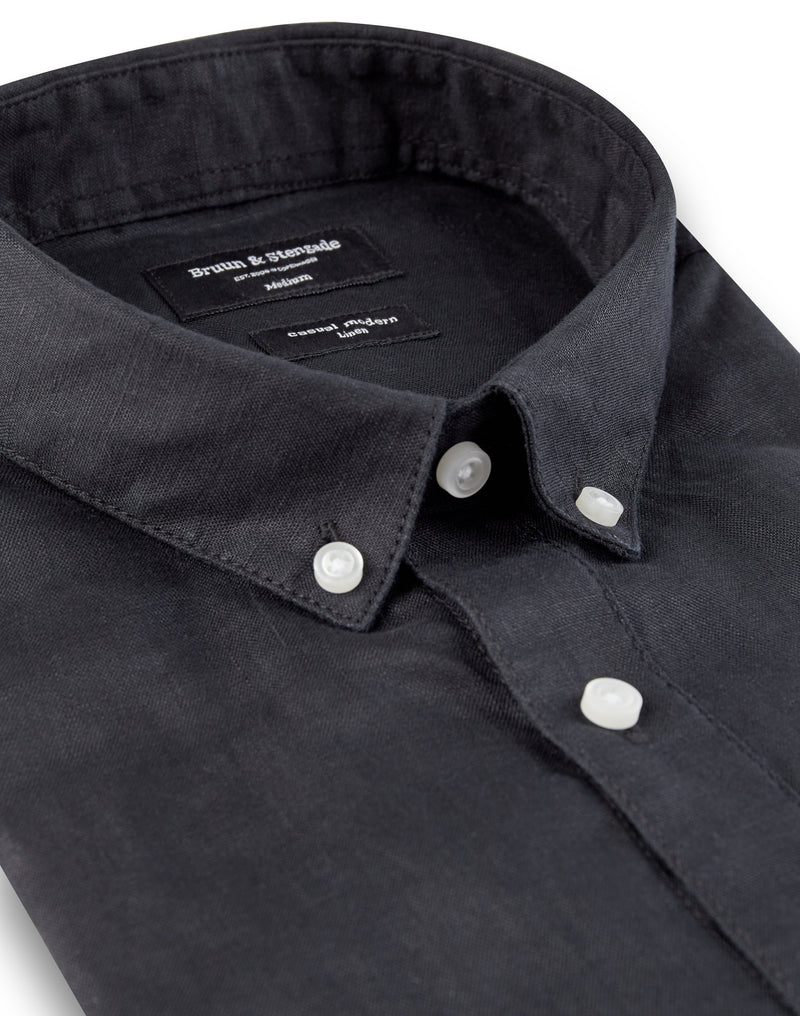 BS Kochi Slim Fit Hør Skjorte Sort