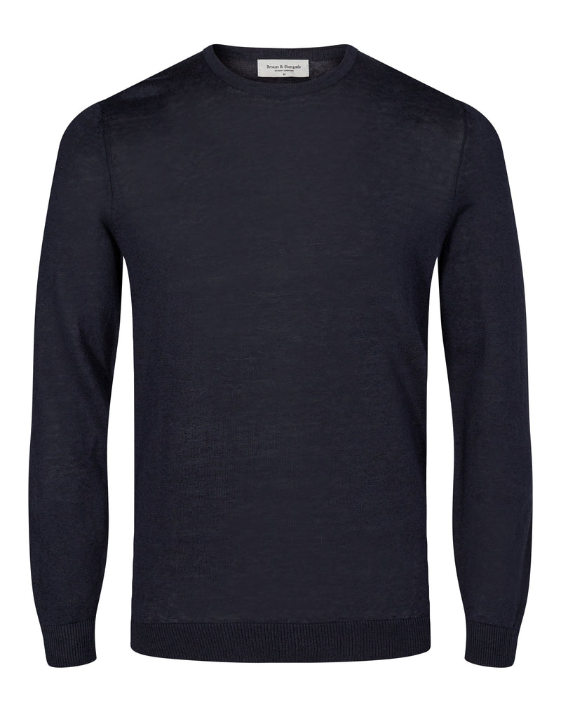 BS Mogensen Regular Fit Hør Strik Navy