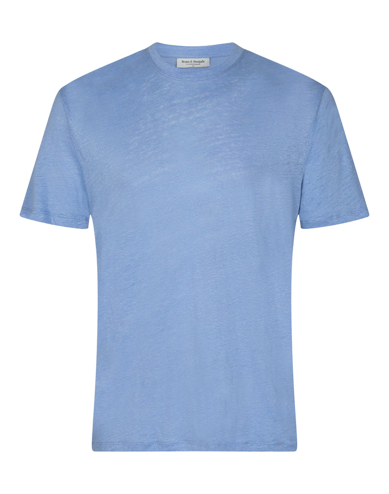 BS Palermo Regular Fit Hør T-Shirt Lyseblå