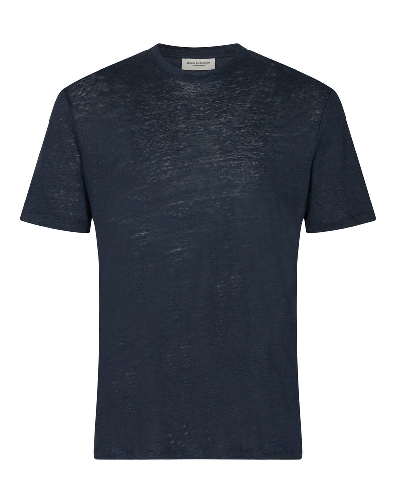 BS Palermo Regular Fit Hør T-Shirt Navy