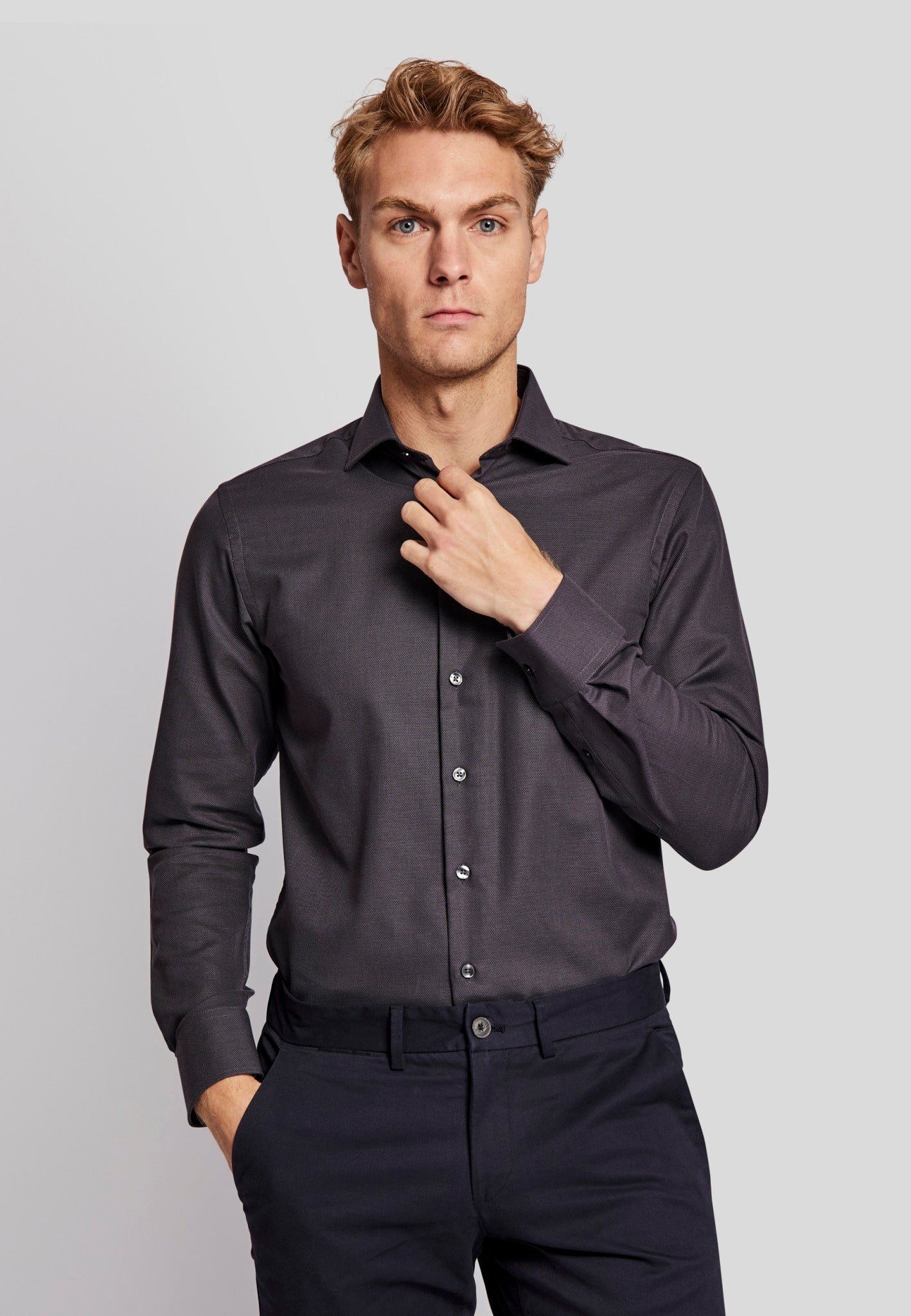 BS Dumo slim fit Skjorte - Charcoal