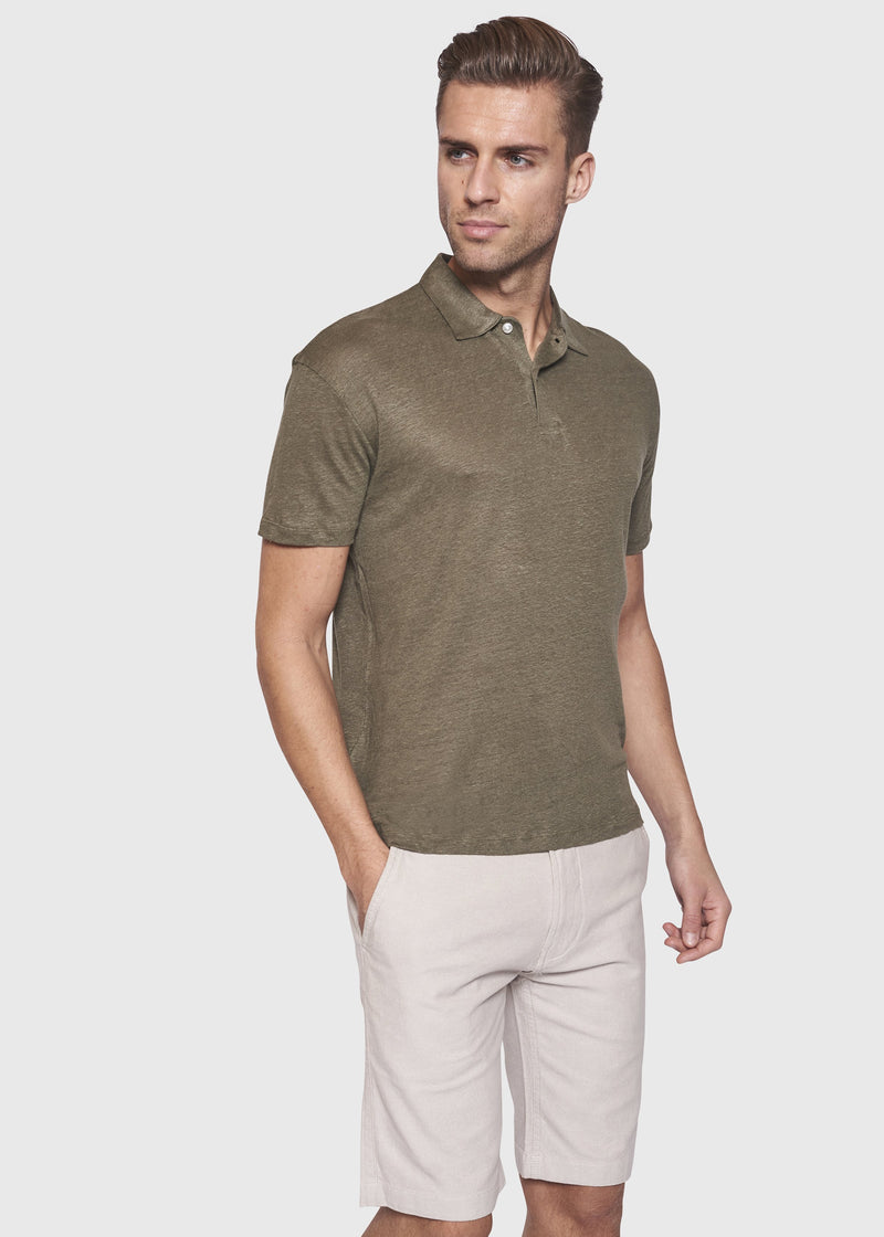BS Howland Regular Fit Hør Polo Army