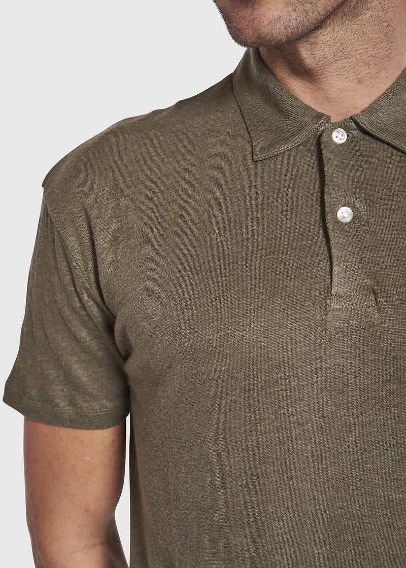 BS Howland Regular Fit Hør Polo Army