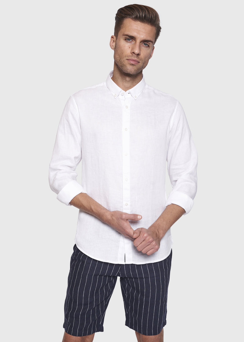 BS Kochi Slim Fit Hør Skjorte Hvid