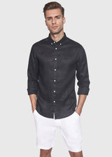 BS Kochi Slim Fit Hør Skjorte Sort