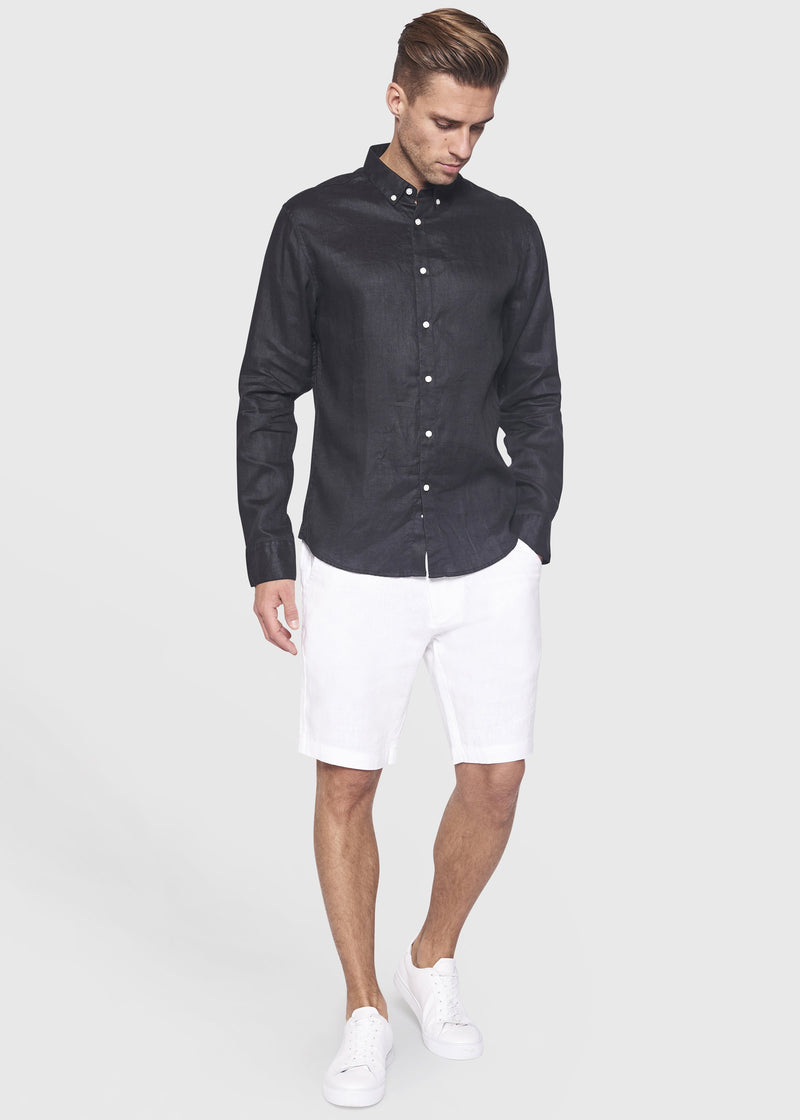 BS Kochi Slim Fit Hør Skjorte Sort