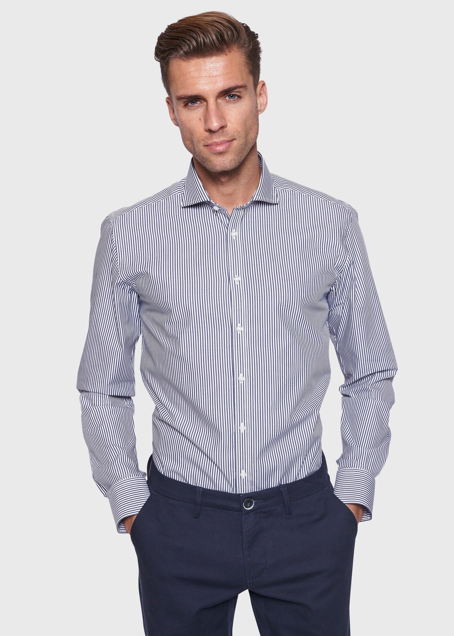BS Matthew Slim Fit Skjorte Dark Blue - Dark Blue