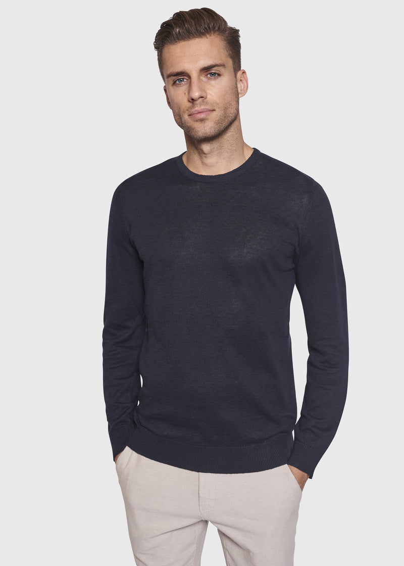 BS Mogensen Regular Fit Hør Strik Navy
