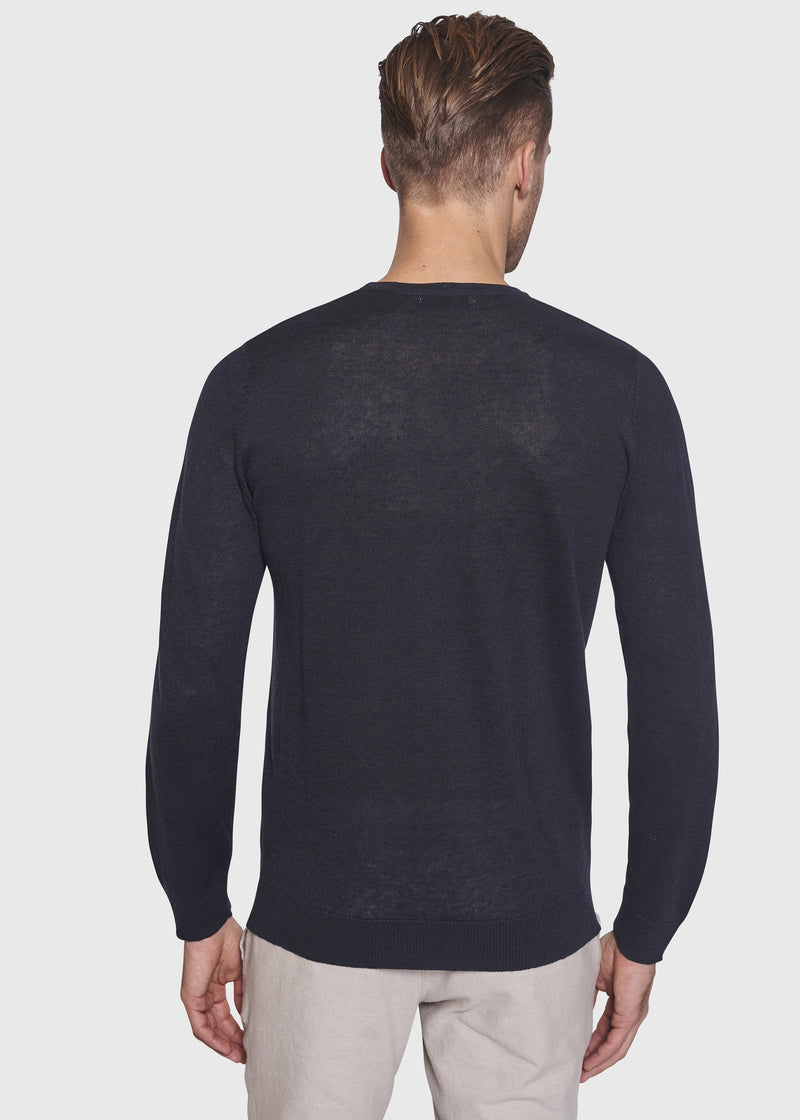 BS Mogensen Regular Fit Hør Strik Navy