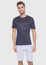 BS Palermo Regular Fit Hør T-Shirt Navy