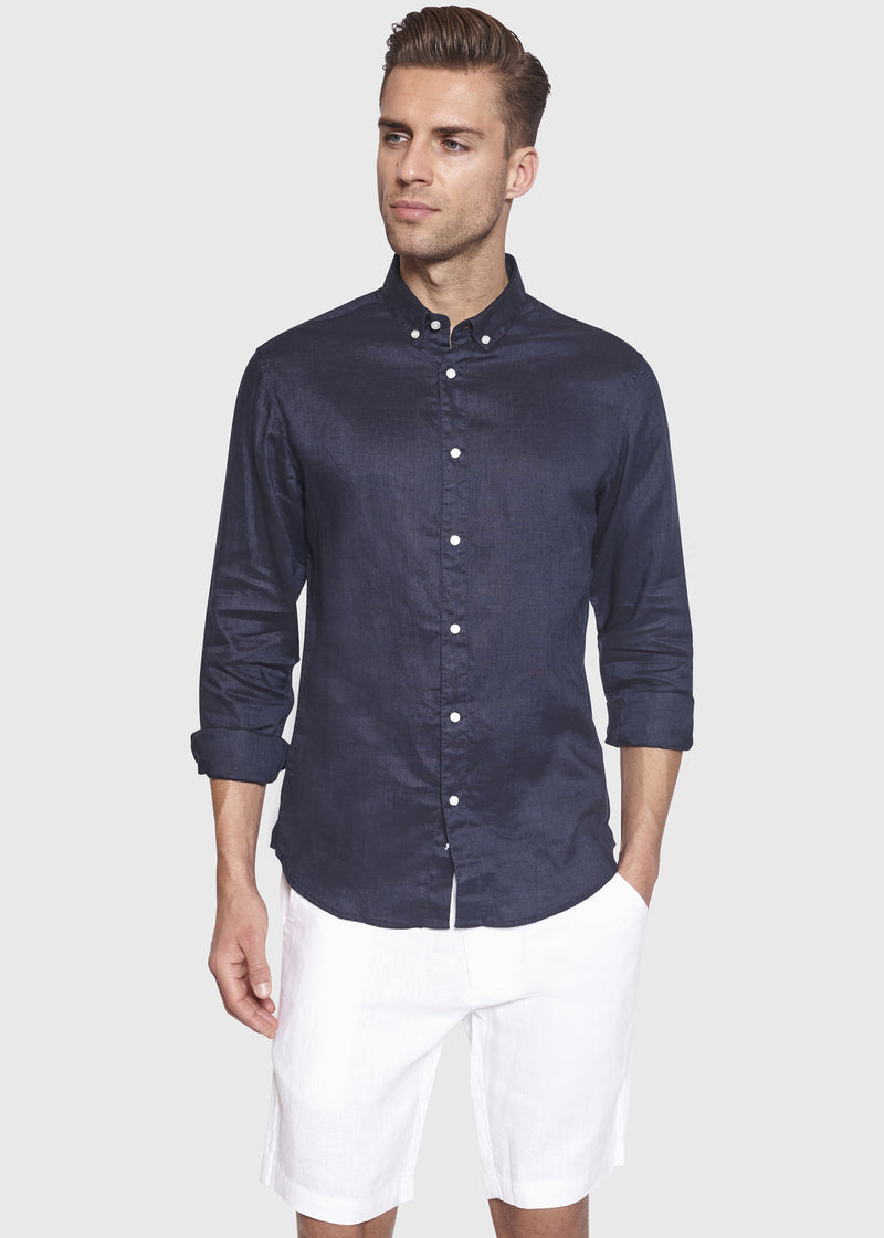 BS Kochi Slim Fit Hør Skjorte Navy